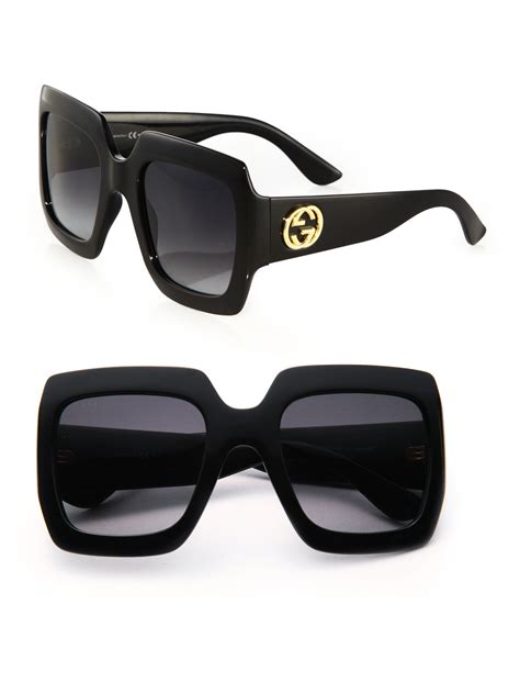 black gucci square sunglasses|gucci 54mm oversized square sunglasses.